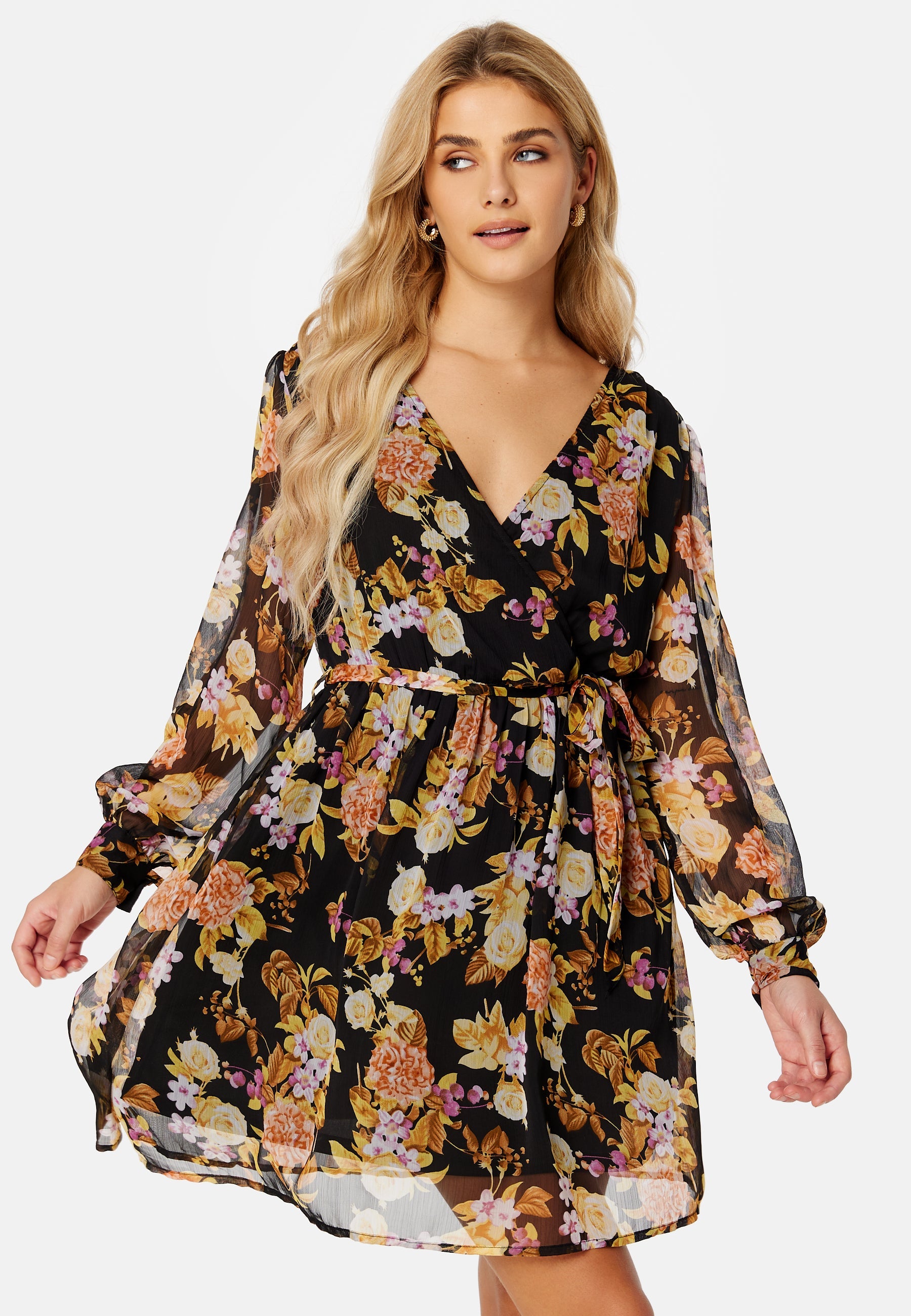 JDY Ella Chiffon LS Wrap Dress