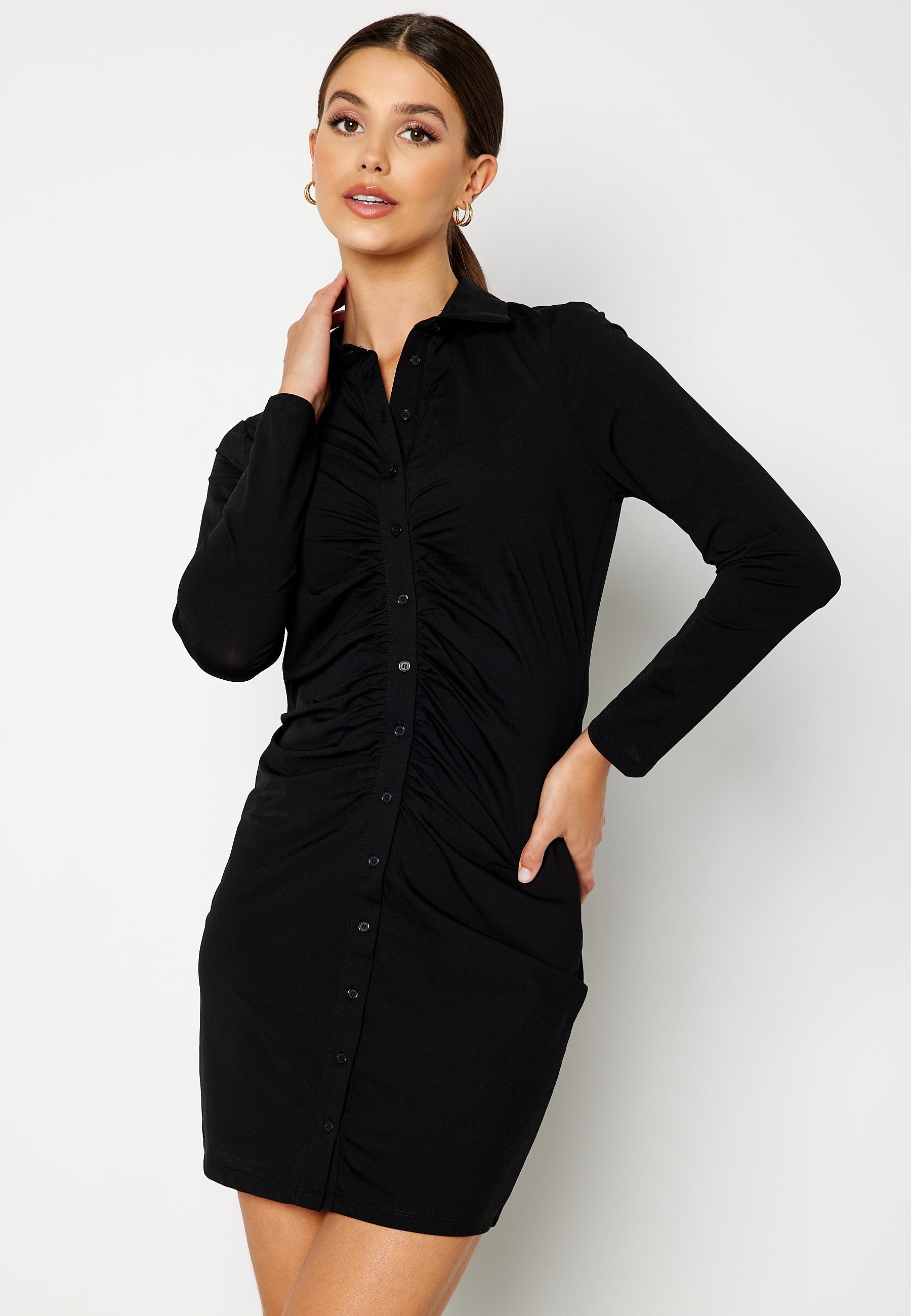 VILA Sixty L/S Button Short Dress