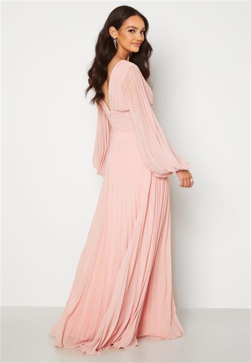 Goddiva Pleated Balloon Sleeve Maxi Dress