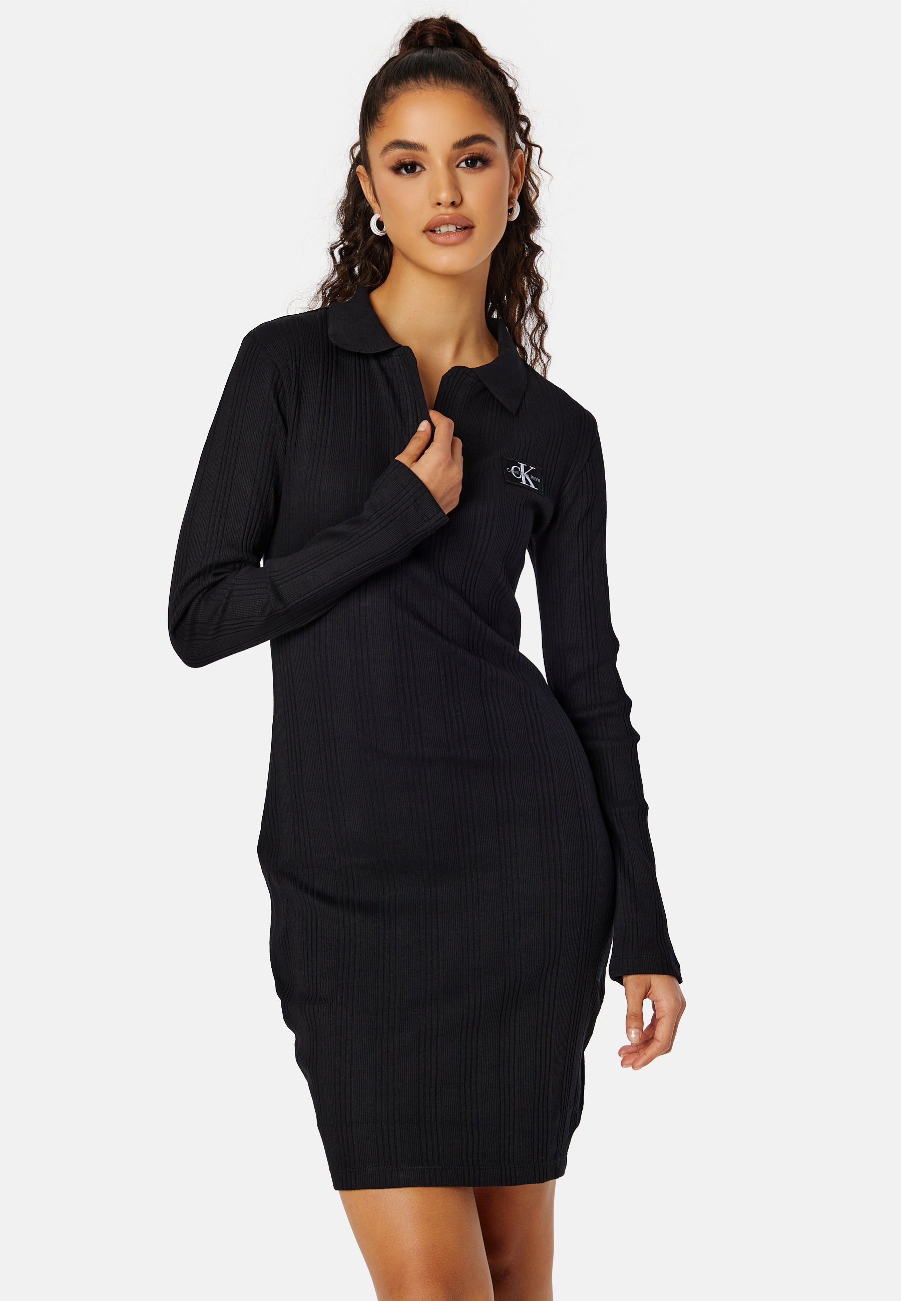 Calvin Klein Jeans Badge Polo Collar Rib Dress