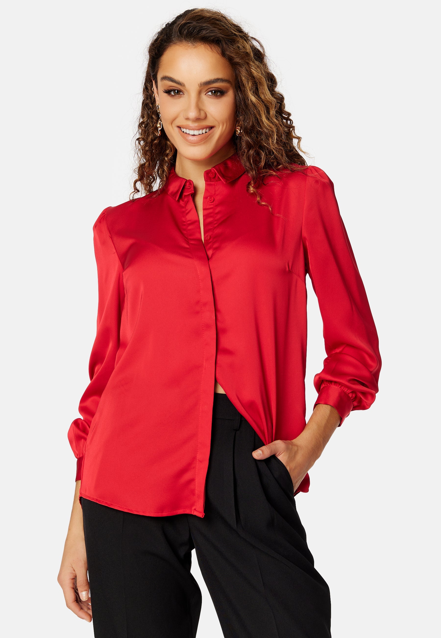 VILA Ellette Satin L/S Shirt