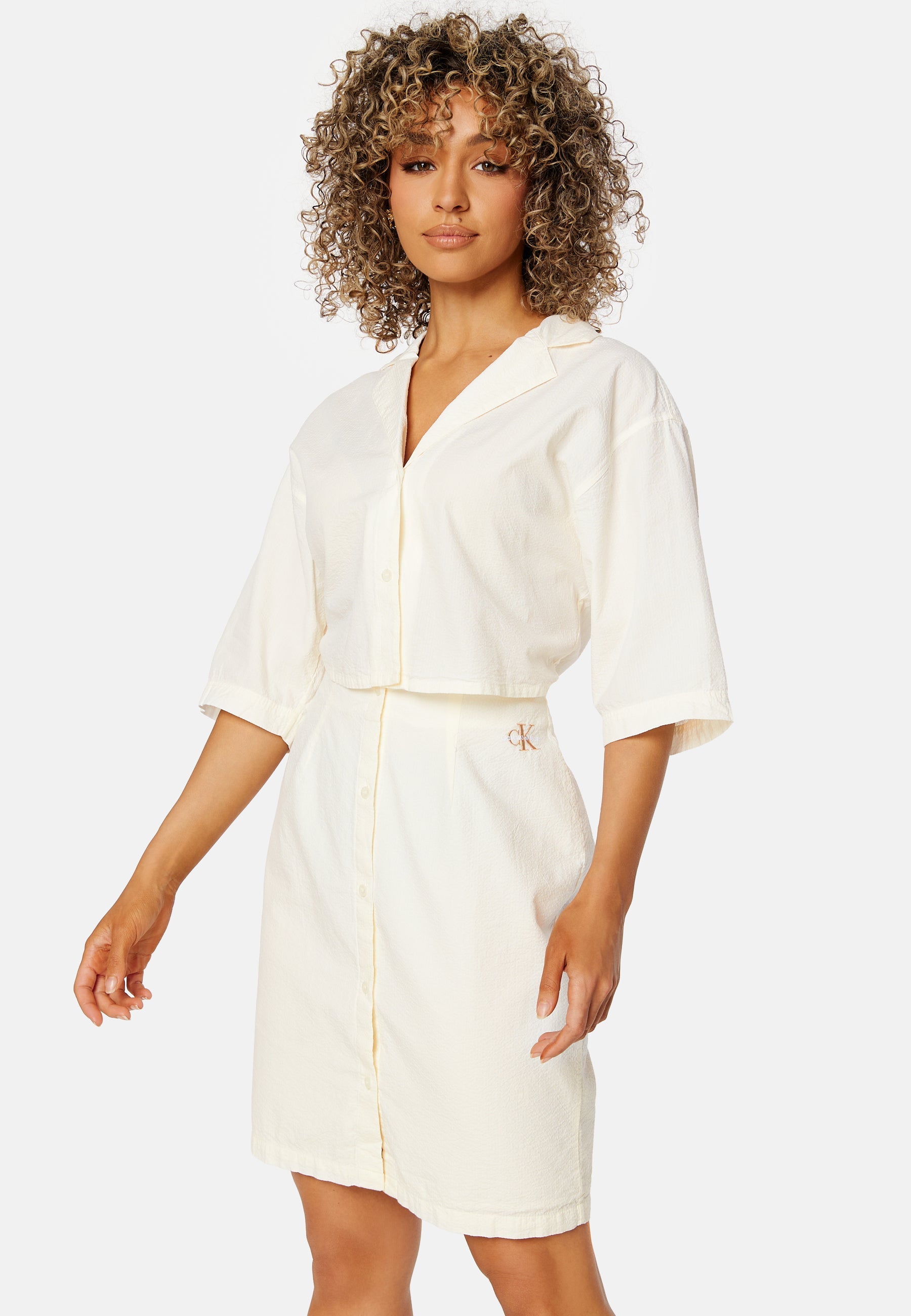 Calvin Klein Jeans Short Sleeves Seersucker Dress