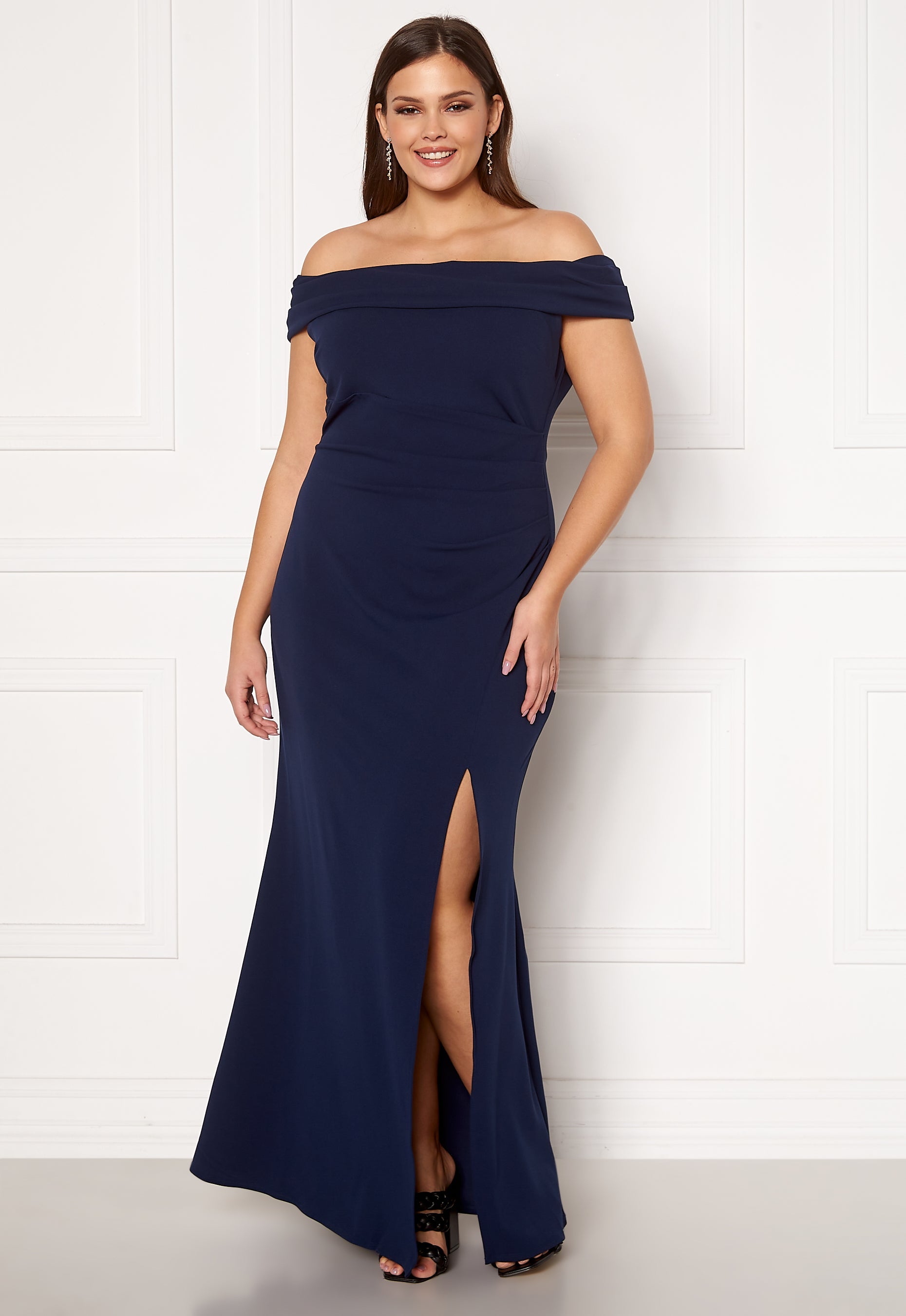Goddiva Curve Off Shoulder Maxi Curve Dress