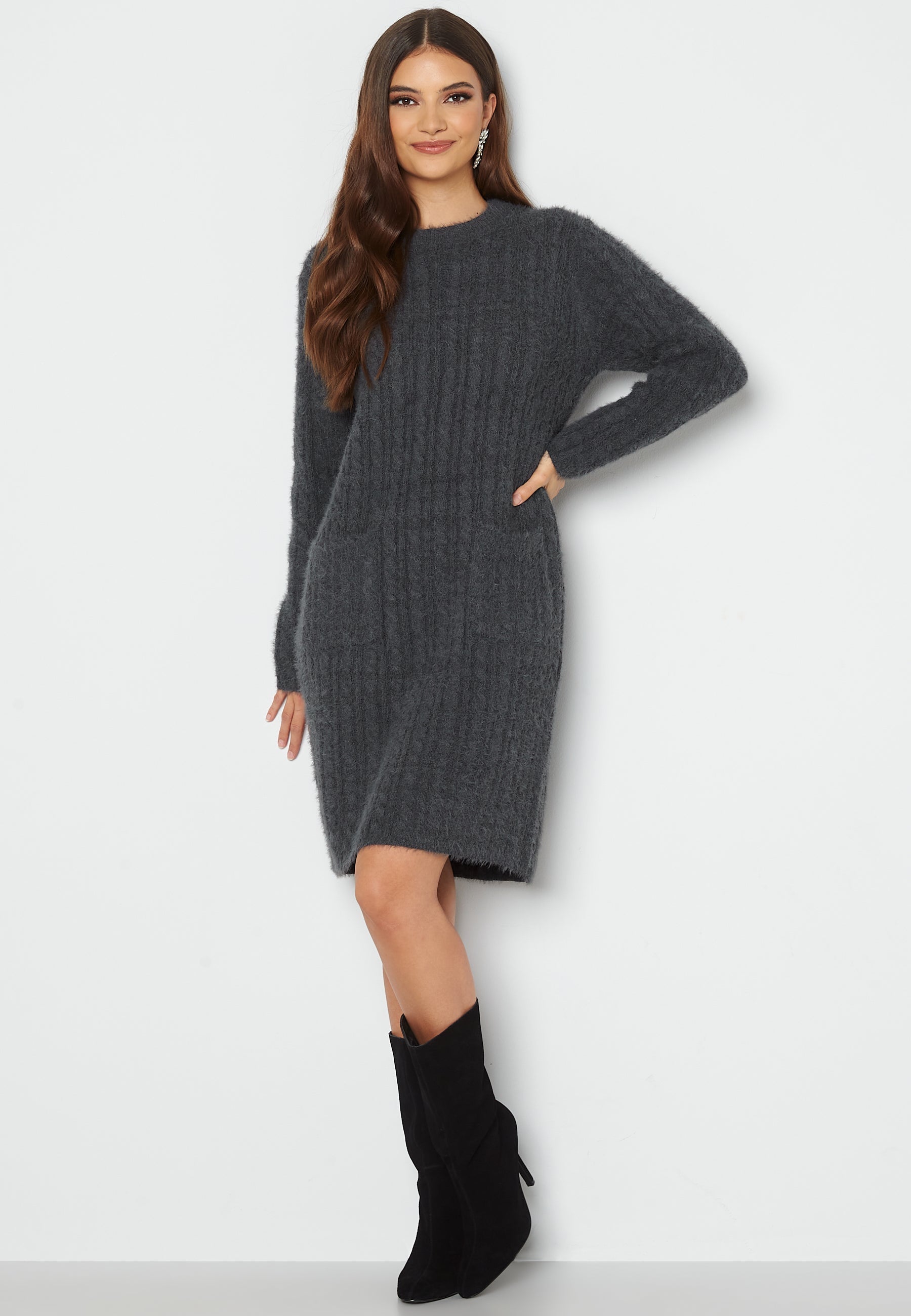 Bubbleroom Cable Knit Pocket Dress