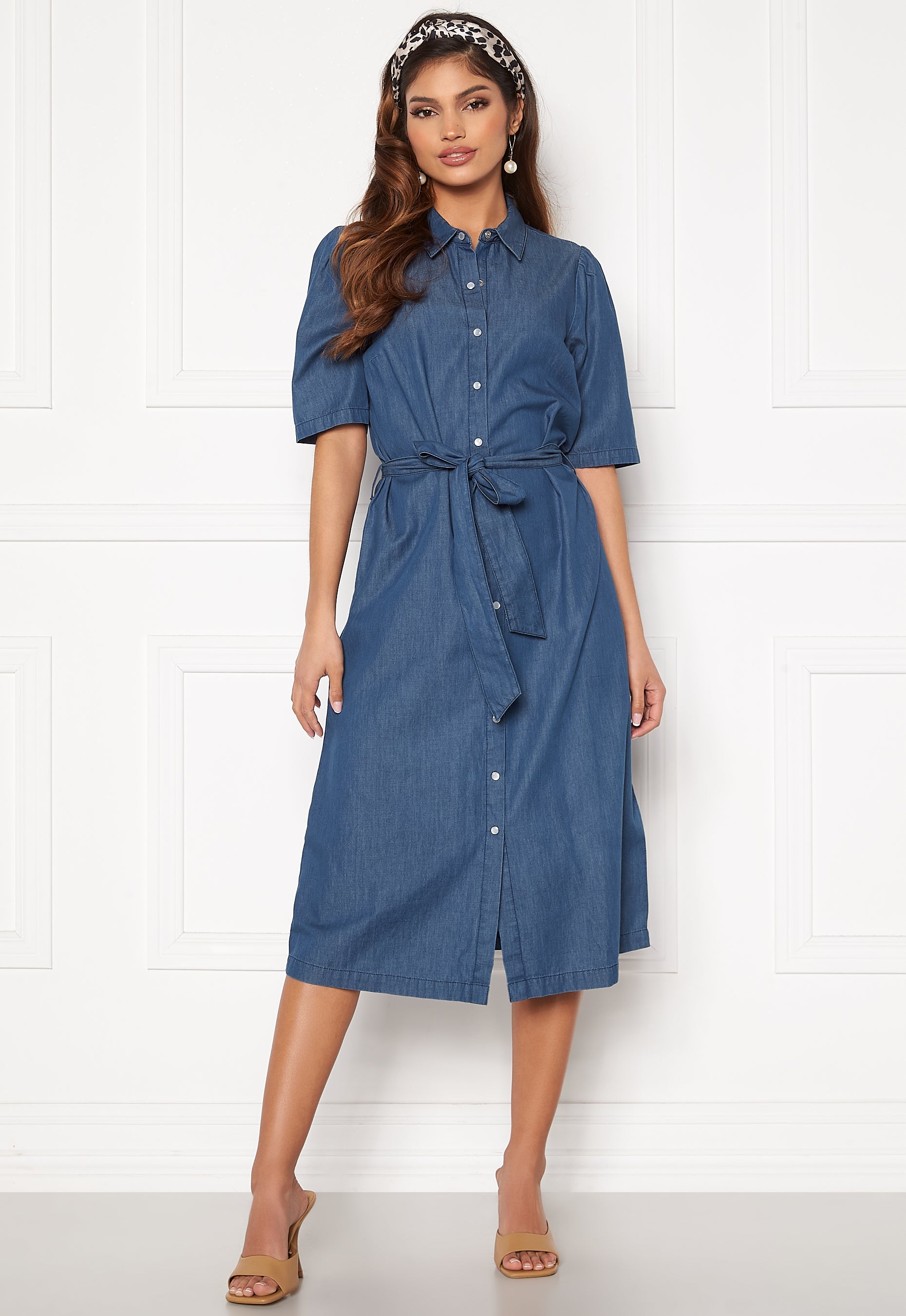 Happy Holly Emma midi puff denim dress