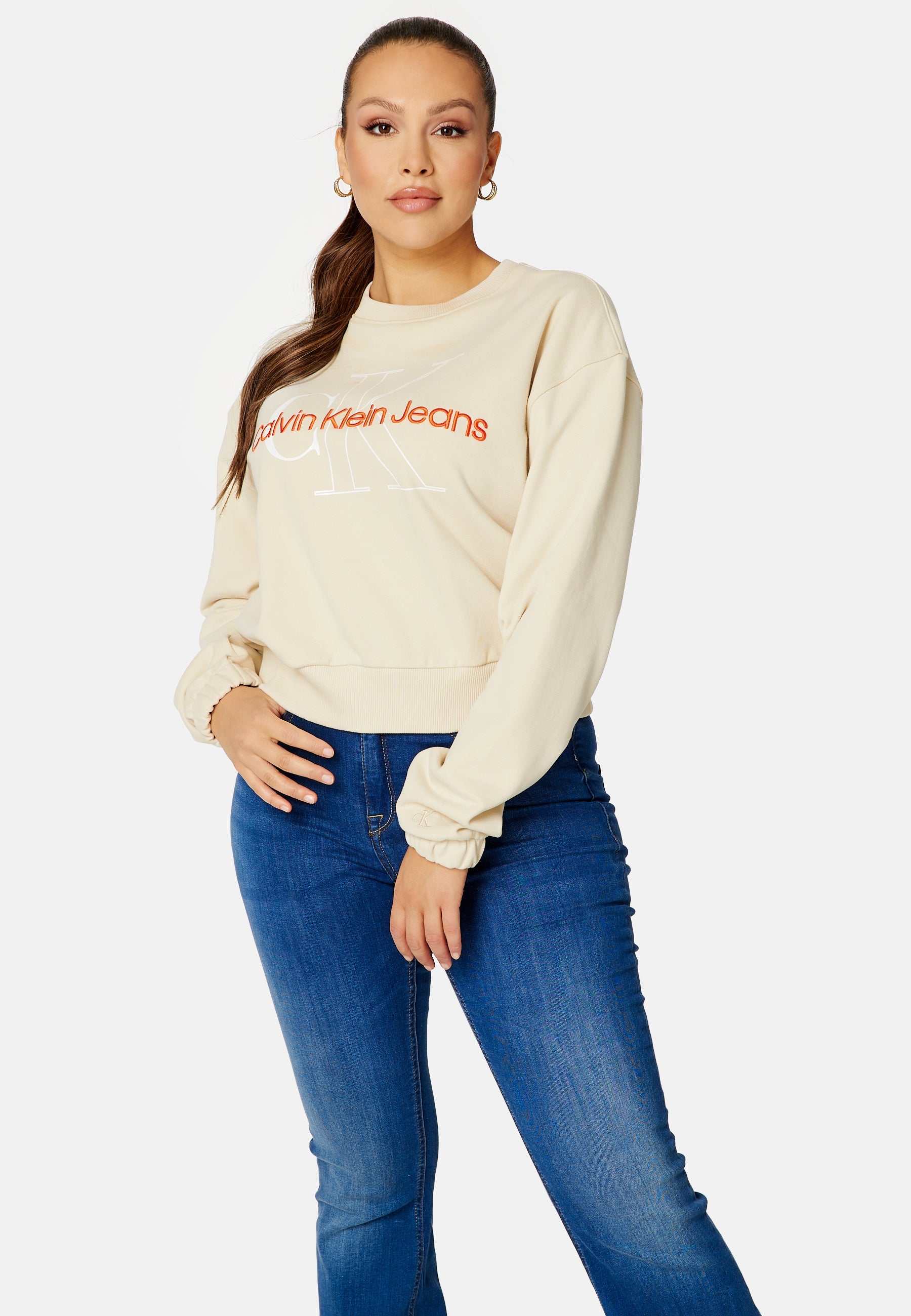 Calvin Klein Jeans Plus Two Tone Monogram Crew Neck