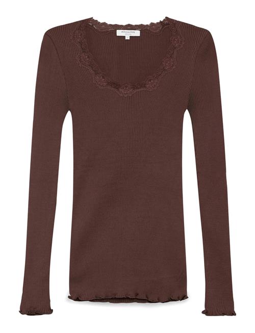 Rosemunde | Rwbabette Silk Ls U-Neck Lace T-Shirt | L