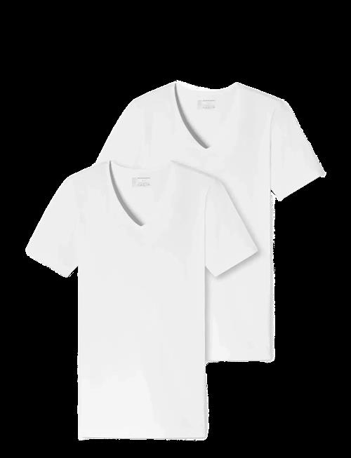 Schiesser | Short-Sleeve Shirts, 2-Pack, Deep V-Neck, White – 95/5 | XXL