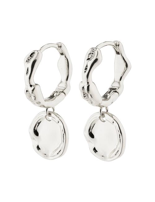 Pilgrim | Leaf Coin Hoops Silver-Plated | ONE SIZE