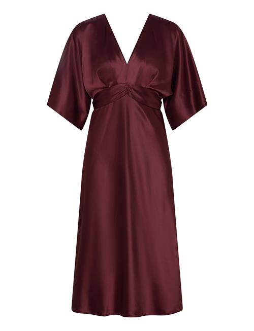 Malina | Juno V-Neck Satin Midi Dress | L
