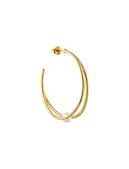Design Letters | Pearl Drop Double Hoop Gold Plated | ONE SIZE