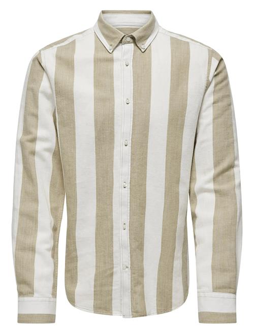 ONLY & SONS | Onsarlo Slim Ls Stripe Hrb Linen Shirt | M