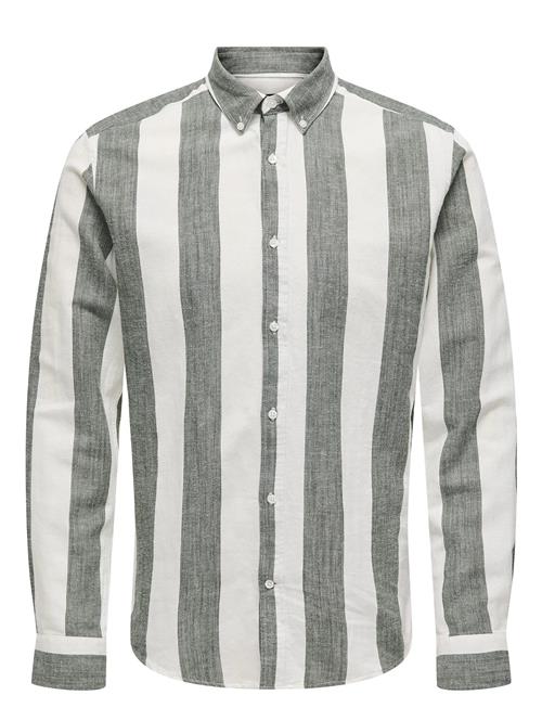 ONLY & SONS | Onsarlo Slim Ls Stripe Hrb Linen Shirt | XS