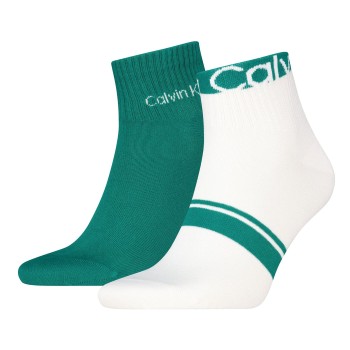 Calvin Klein Strømper 2P Cotton Logo Stripe Ankle Socks Jade/Grøn One Size Herre