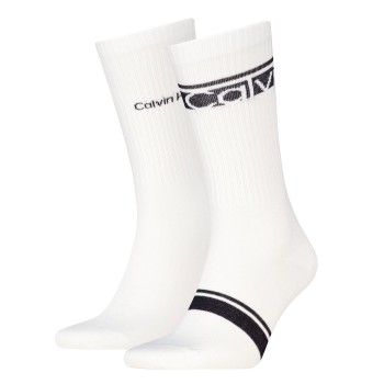 Calvin Klein Strømper 2P Cotton Logo Stripe Crew Socks Hvid One Size Herre