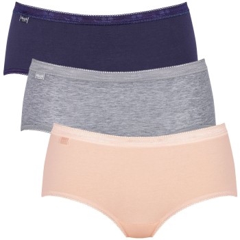 Sloggi Trusser 3P Basic Plus Midi Colored Rød/Gul bomuld 48 Dame