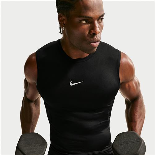 Tætsiddende Nike Pro Dri-FIT-fitnessoverdel uden ærmer til mænd - sort