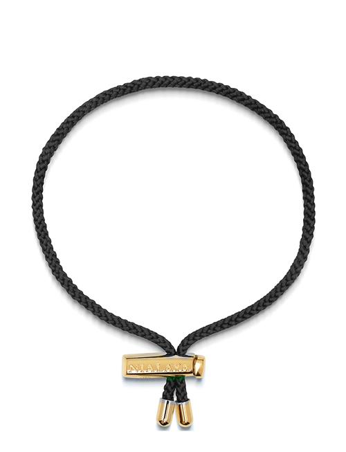 Nialaya | Men's Black String Bracelet With Adjustable Gold Lock | ONE SIZE 20 cm
