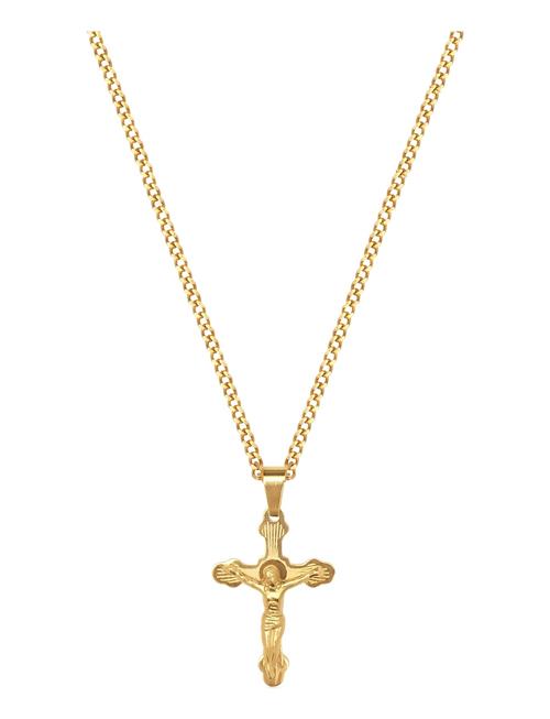 Nialaya | Men's Gold Necklace With Crucifix Pendant | ONE SIZE 59 cm