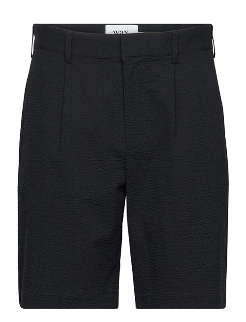 Wax London | Linton Pleat Short Seersucker Black | 28