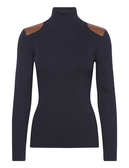 Lauren Ralph Lauren | Faux-Leather-Trim Ribbed Turtleneck | XL