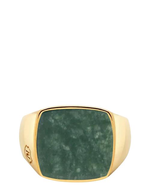 Nialaya | Men's Golden Cocktail Ring With Green Jade | 59 x 59