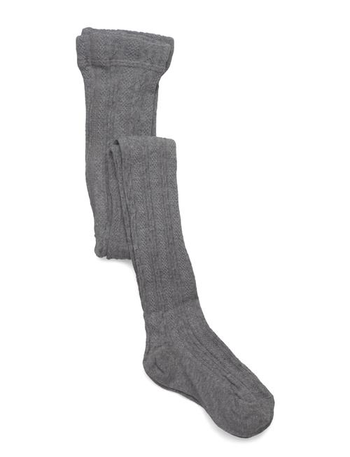 Geggamoja | Cable Knitted Stockings Grey Melange | 98-104