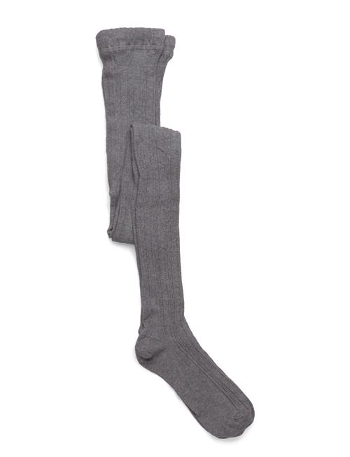 Geggamoja | Cable Knitted Stockings Grey Melange | 134-140