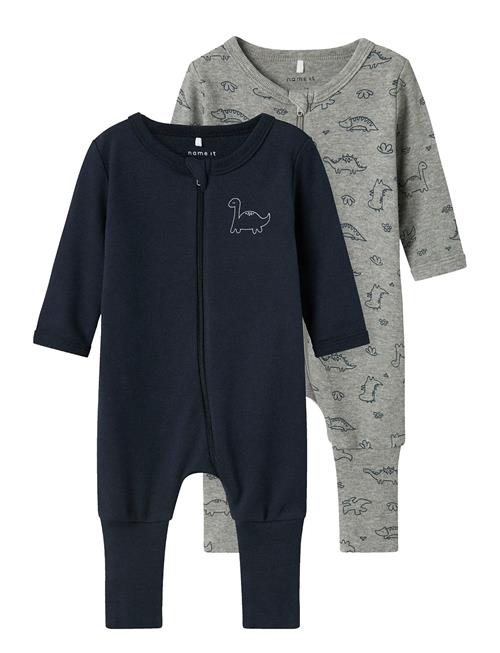 name it | Nbmnightsuit 2P Zip Ff Grey Dino Noos | 50