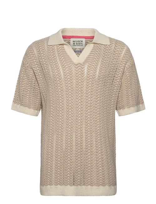 Scotch & Soda | Open Structured Knitted V-Neck Polo | XXL