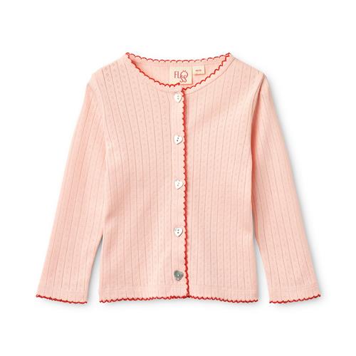 Flöss Liva Pointelle Cardigan Soft Rose  Soft Rose 128 cm  Lyserød  128 cm  kvinde