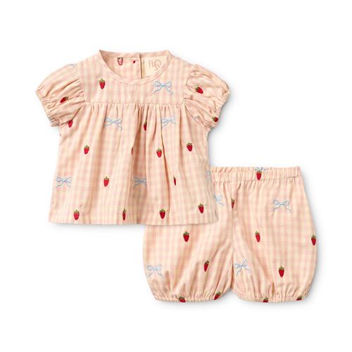 Flöss Dolly Baby-sæt Med Sløjfe Berry Bow Gingham  Berry Bow Gingham 62 cm  Lyserød  62 cm  kvinde