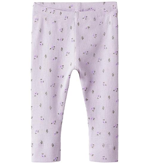 Name It Leggings - Rib - NbfHofie - Misty Lilac m. Blomster
