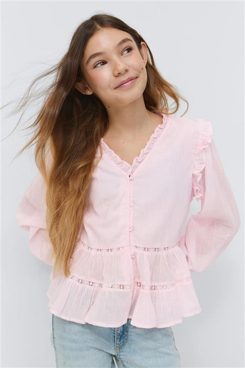 Gina Tricot - Y long sleeve blouse - Toppe til piger 9–14 år - Lyserød - 146/152 - Pige