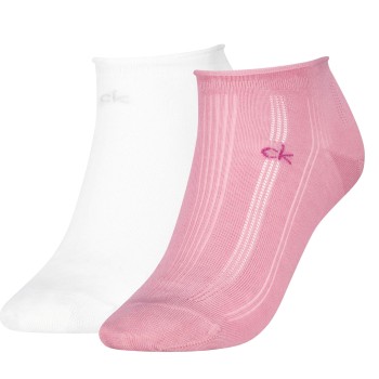 Calvin Klein Strømper 2P Soft Cotton Rolltop Trainer Socks Hvid/Rosa One Size Dame