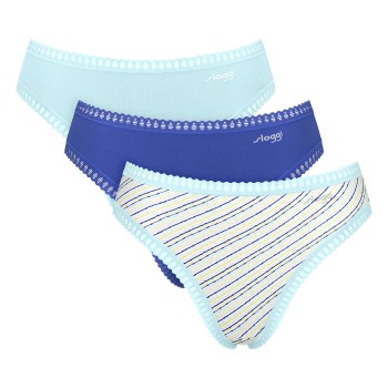 Sloggi Trusser 3P GO Crush High Leg Briefs Blå Mønster bomuld X-Small Dame