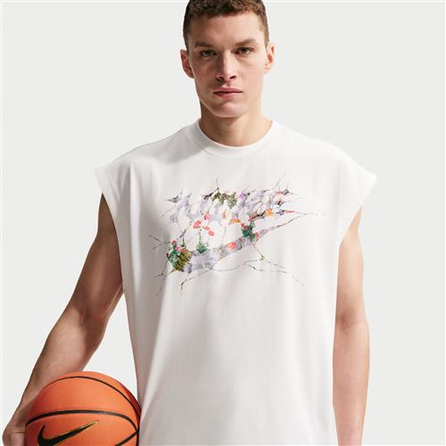 Ærmeløs Nike Standard Issue Dri-FIT-basketballtop til mænd - hvid