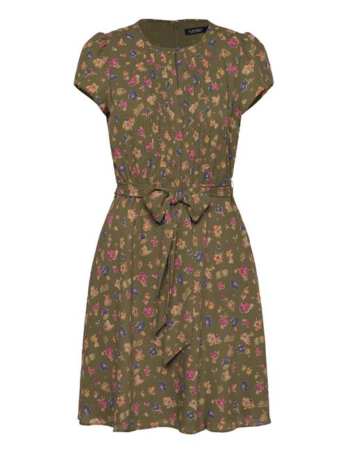 Lauren Ralph Lauren | Floral Belted Georgette Pintucked Dress | 38