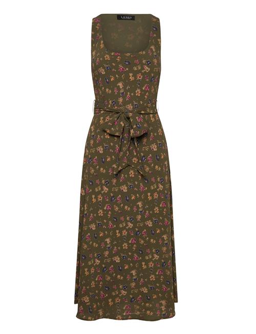 Lauren Ralph Lauren | Floral Belted Crepe Sleeveless Dress | 34