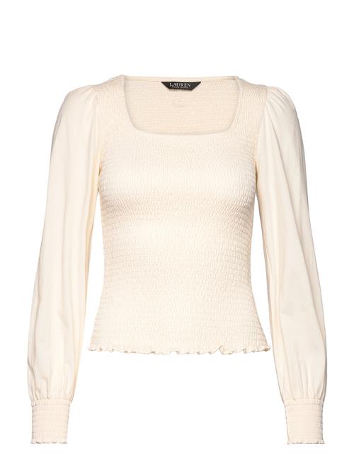 Lauren Ralph Lauren | Smocked Jersey Blouson-Sleeve Top | L