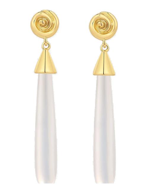 LUV AJ | The Coquille Stone Drop Studs- Gold | ONE SIZE