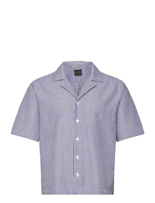 Oscar Jacobson | Reg Fit Cuban Ss Striped Seersucker Shirt | M
