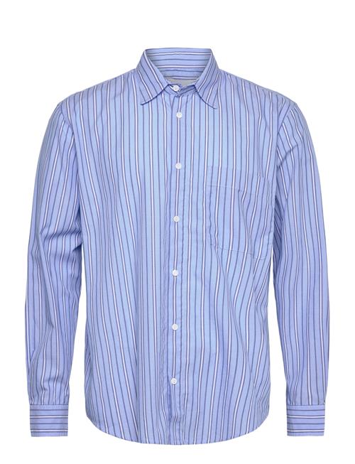 Garment Project | Relaxed Long Sleeved Shirt - Blue Striped | L
