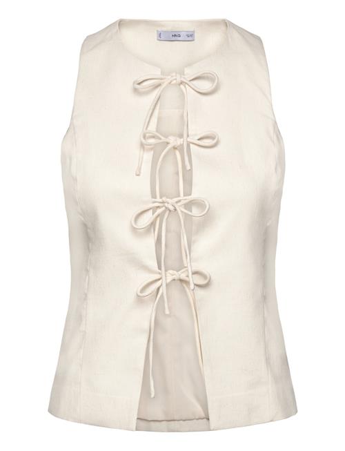 Mango | Linen-Blend Top With Bow | M