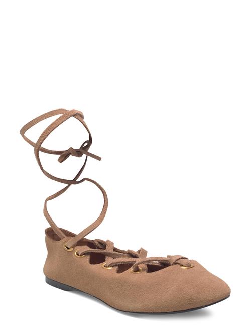 Mango | Suede Ballet Flats With Crossed Straps | 37