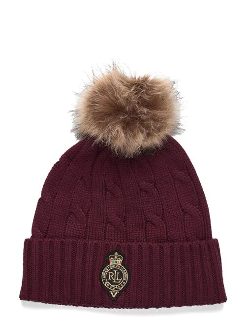 Lauren Ralph Lauren | Crest-Patch Pom-Pom Cable-Knit Beanie | ONE SIZE
