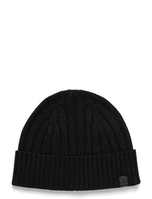 Lauren Ralph Lauren | Leather-Trim Rib-Knit Beanie | ONE SIZE