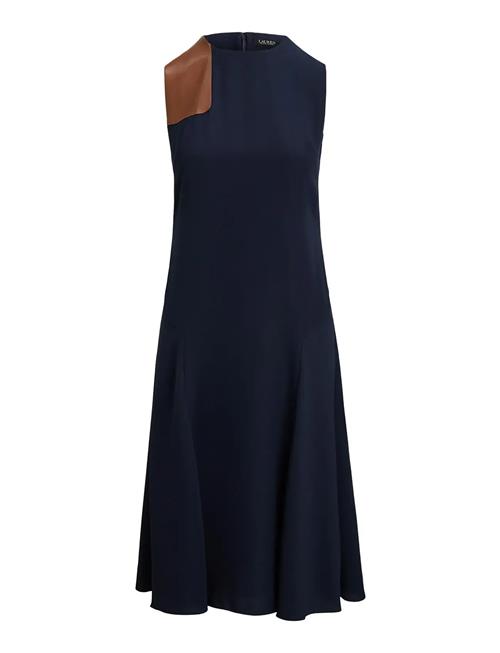 Lauren Ralph Lauren | Faux-Leather-Trim Georgette Dress | 40