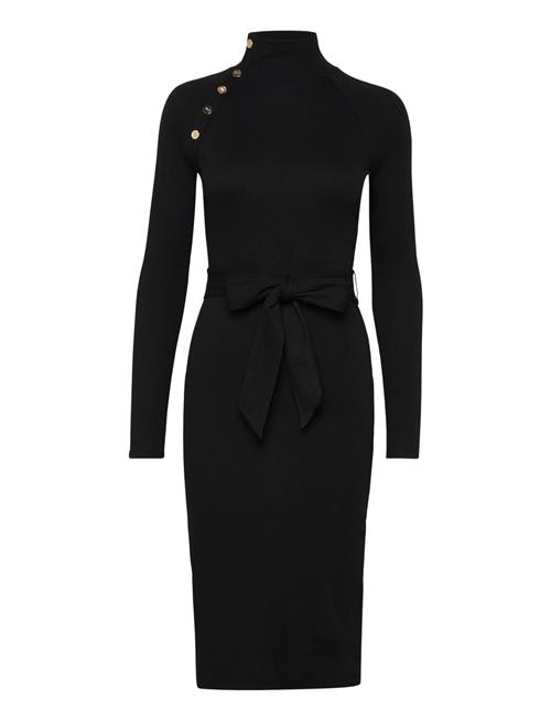 Lauren Ralph Lauren | Button-Trim Rib-Knit Mockneck Dress | L