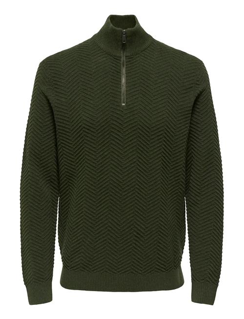 ONLY & SONS | Onsmace Reg Herringbone Half Zip Knit Ns | XL